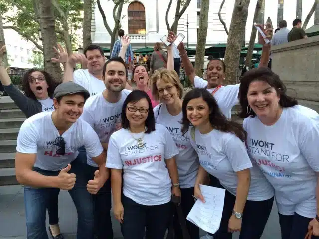Corporate team with matching white shirts in Midtown New York Scavenger Hunt
