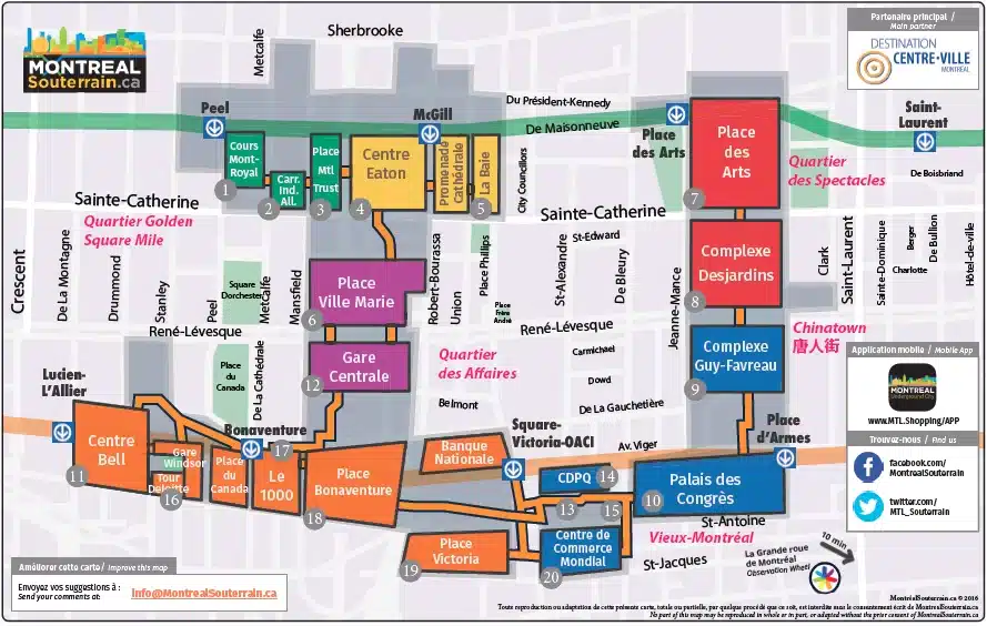 A map of the underground in Montreal.