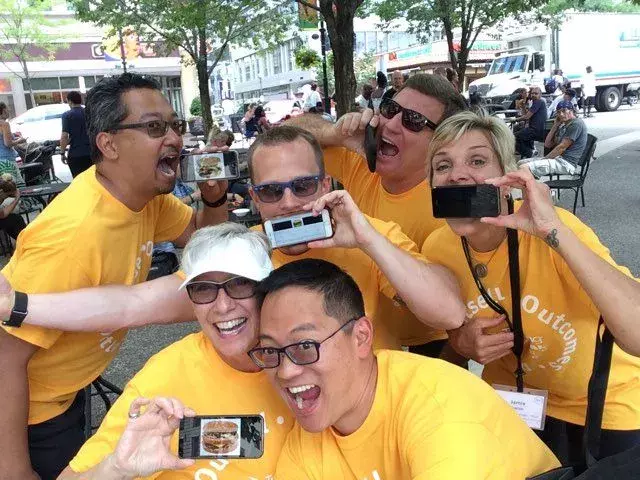 Corporate team participating in Smartphone Scavenger Hunt