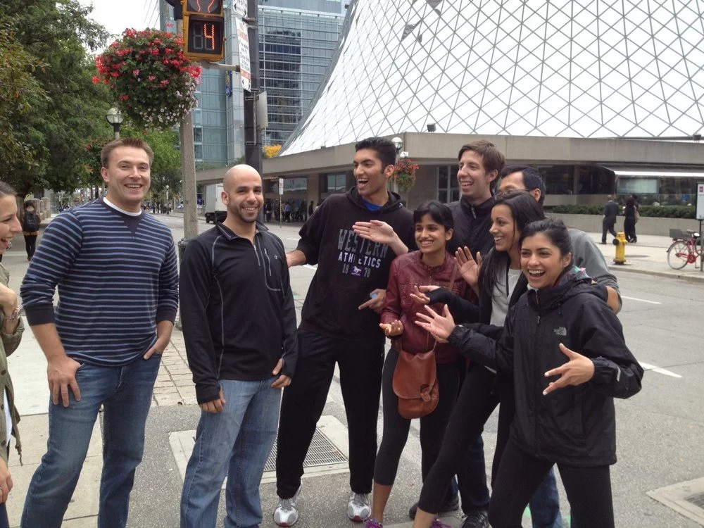 Participants at Roy Thompson hall in our Toronto Corporate Scavenger Hunt.