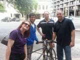 Three scavenger hunters and a cyclist.