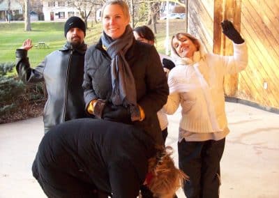 A scavenger hunt team posing for a photo.