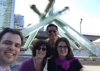 4 team members taking a selfie during a team building activity in Vancouver.