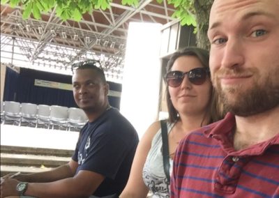 Three persons taking a selfie