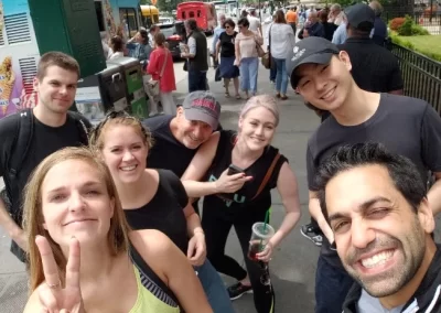 Scavenger hunt team taking a selfie and smiling