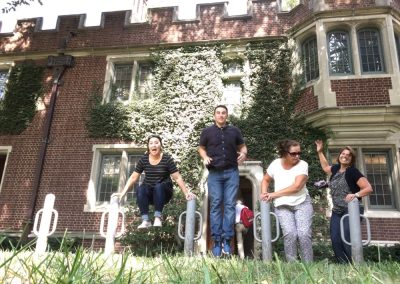 four team members jumping during the Princeton Scavenger Hunt