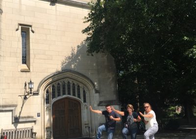 Scavenger hunt team doing a kung fu pose