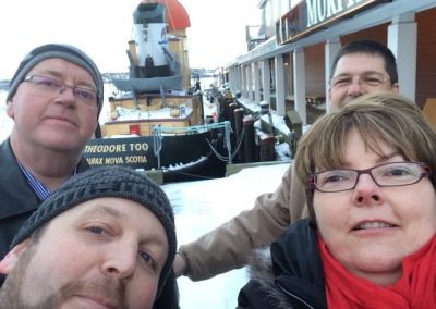 4 team members taking a selfie during the Halifax Scavenger Hunt.