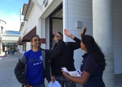 Scavenger hunt team giving hi-5