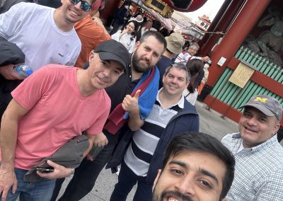 Team takes selfie during a team building in Asakusa, Tokyo.